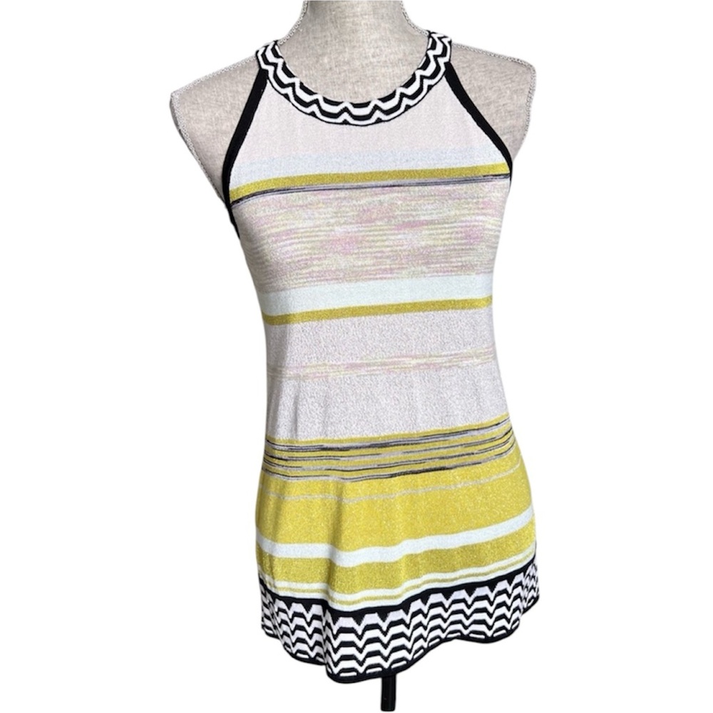 WHBM Metallic Stripe Knit Halter Tank Top Sweater Small Shimmer Space Dye Geo